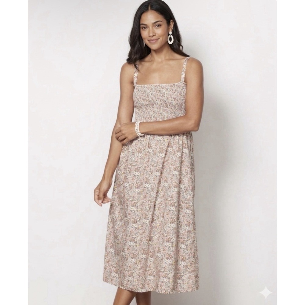 Nation LTD "Embry" Dress Ditsy Floral Smocked Midi Sz Small Soft Girl Aesthetic